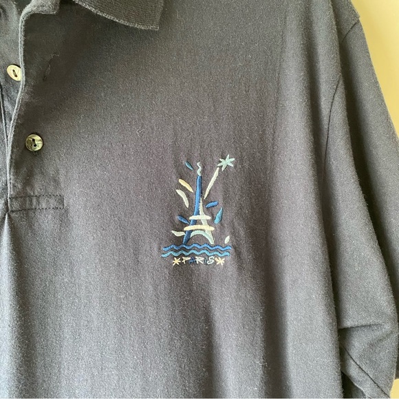 Paris France Eiffel Tower Logo Polo Top Navy Blue Size M - Picture 4 of 7